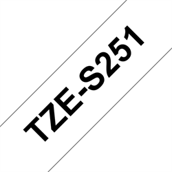 BROTHER TZe S251 tape 24 mm, Sort tekst på Hvid lamineret tape, 8 m.